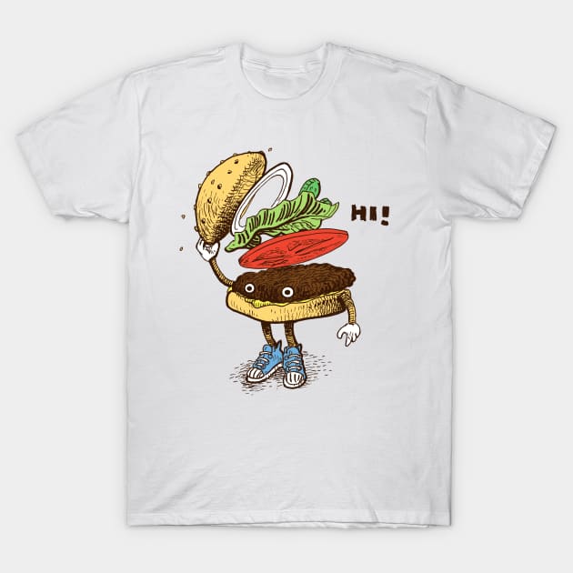 Burger Greeting T-Shirt by opifan64